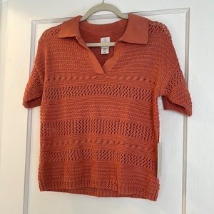 Joie Crochet Orange/Pink/Coral Shirt - Perfect for Summer!